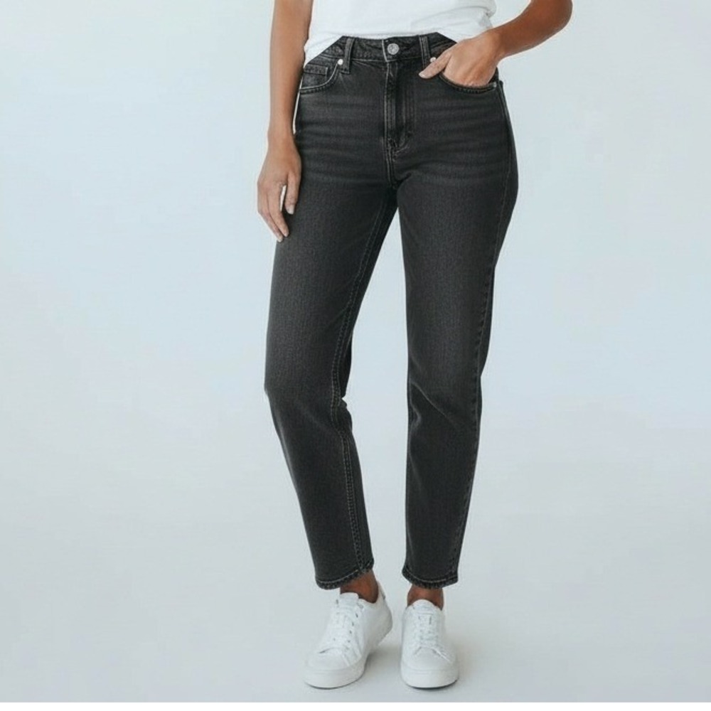American Eagle Jeans Women 6 Black Wash Super High Rise Ankle‎ Straight Stretch